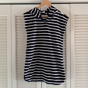 GAP Kids SS Towel Swim Coverup Navy White Stripe Terry Cloth Hooded Size Medium